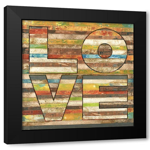 Striped Love Black Modern Wood Framed Art Print with Double Matting by Pluch, Melissa