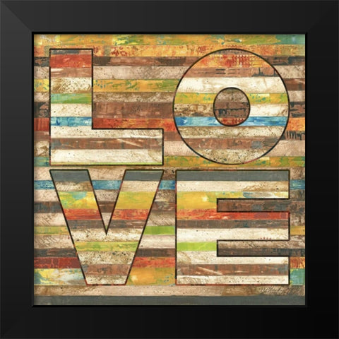 Striped Love Black Modern Wood Framed Art Print by Pluch, Melissa