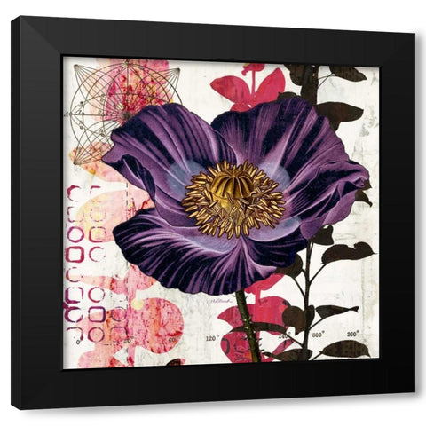 Plum Poppy Story Black Modern Wood Framed Art Print with Double Matting by Pluch, Melissa