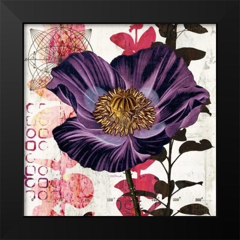 Plum Poppy Story Black Modern Wood Framed Art Print by Pluch, Melissa
