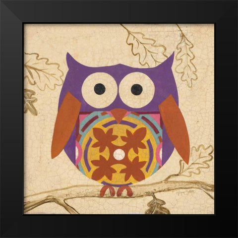 Plum Boho Owl Black Modern Wood Framed Art Print by Smith, Hope