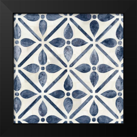 Blue Moroccan Tile 1 Black Modern Wood Framed Art Print by Smith, Hope