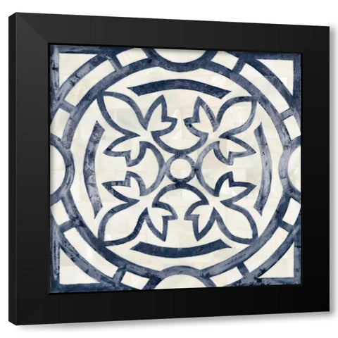 Blue Moroccan Tile 3 Black Modern Wood Framed Art Print with Double Matting by Smith, Hope