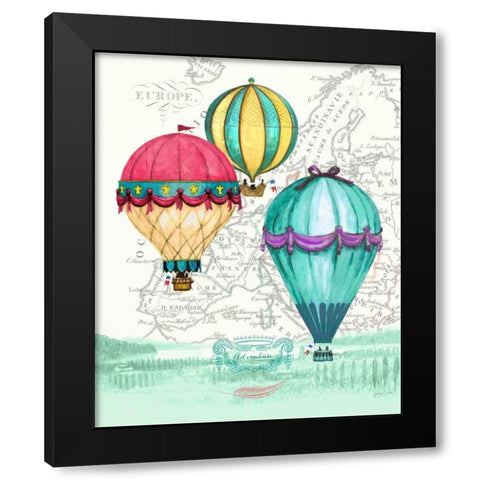 Vintage Air Balloon Adventure Black Modern Wood Framed Art Print by Smith, Hope