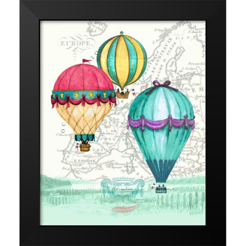 Vintage Air Balloon Adventure Black Modern Wood Framed Art Print by Smith, Hope