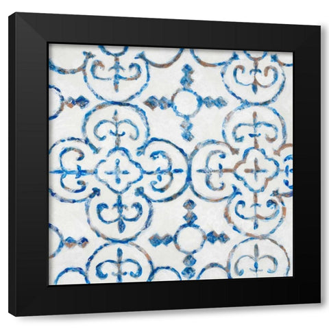 Delft Blue Pattern 1 Black Modern Wood Framed Art Print by Smith, Hope