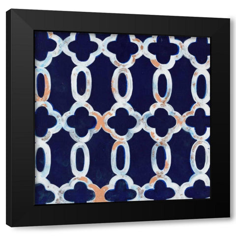 Delft Blue Pattern 3 Black Modern Wood Framed Art Print with Double Matting by Smith, Hope