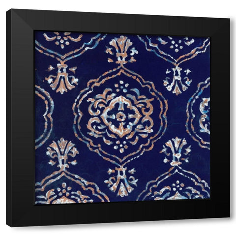 Delft Blue Pattern 4 Black Modern Wood Framed Art Print with Double Matting by Smith, Hope