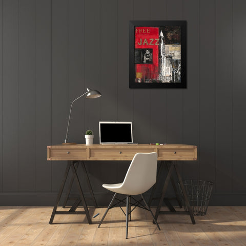 Free Jazz Black Modern Wood Framed Art Print by Sullivan, Myles