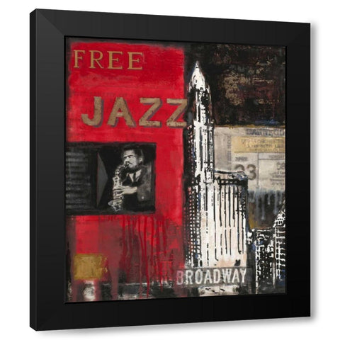 Free Jazz Black Modern Wood Framed Art Print with Double Matting by Sullivan, Myles