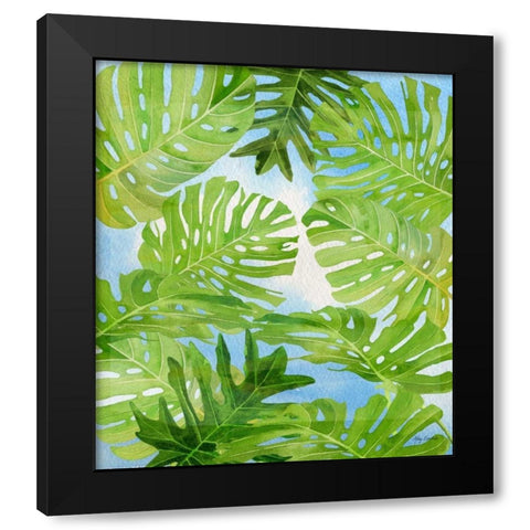 Tropical Greenery Black Modern Wood Framed Art Print by Escobedo, Mary