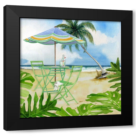 Beachside Dining 1 Black Modern Wood Framed Art Print with Double Matting by Escobedo, Mary