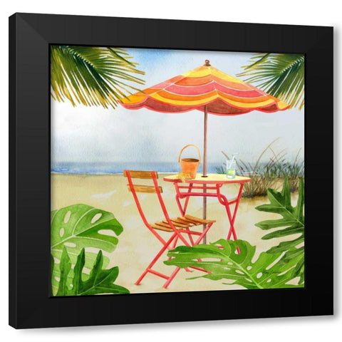 Beachside Dining 2 Black Modern Wood Framed Art Print with Double Matting by Escobedo, Mary