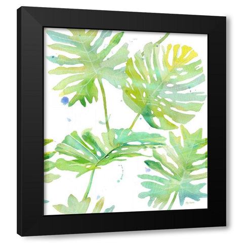 Watercolour Tropical Pattern 1 Black Modern Wood Framed Art Print by Escobedo, Mary