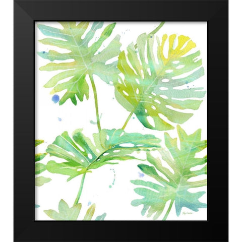 Watercolour Tropical Pattern 1 Black Modern Wood Framed Art Print by Escobedo, Mary