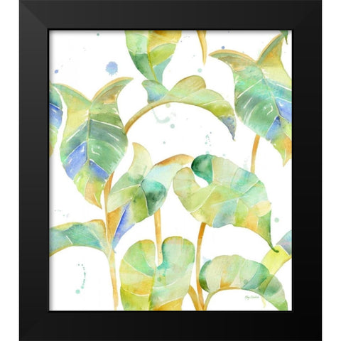 Watercolour Tropical Pattern 2 Black Modern Wood Framed Art Print by Escobedo, Mary