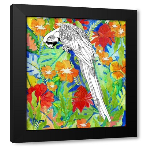Tropical Paradise Parrot 2 Black Modern Wood Framed Art Print by Escobedo, Mary