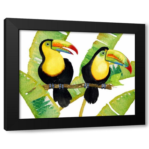 Tropcial Toucan Pair Black Modern Wood Framed Art Print with Double Matting by Escobedo, Mary