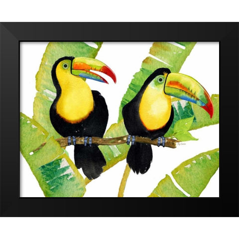 Tropcial Toucan Pair Black Modern Wood Framed Art Print by Escobedo, Mary