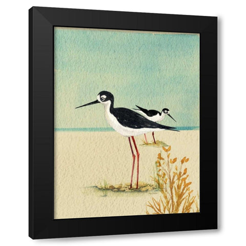 Seabirds By The Sea Black Modern Wood Framed Art Print with Double Matting by Escobedo, Mary