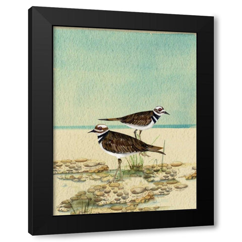 Killdeer By The Sea Black Modern Wood Framed Art Print by Escobedo, Mary
