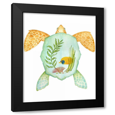 Tropical Sea Turlte 2 Black Modern Wood Framed Art Print by Escobedo, Mary
