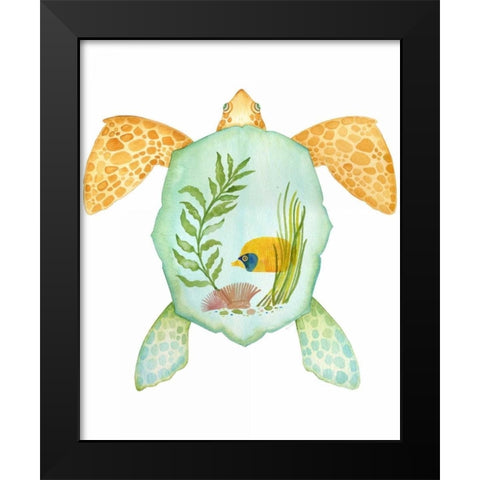 Tropical Sea Turlte 2 Black Modern Wood Framed Art Print by Escobedo, Mary