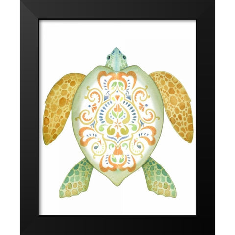 Fiesta Sea Turtle 2 Black Modern Wood Framed Art Print by Escobedo, Mary