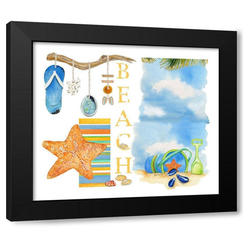 Beach Memories Black Modern Wood Framed Art Print with Double Matting by Escobedo, Mary