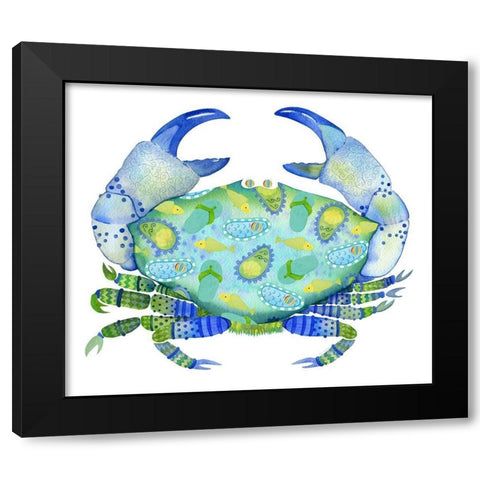 Beach Fun Crab Black Modern Wood Framed Art Print by Escobedo, Mary