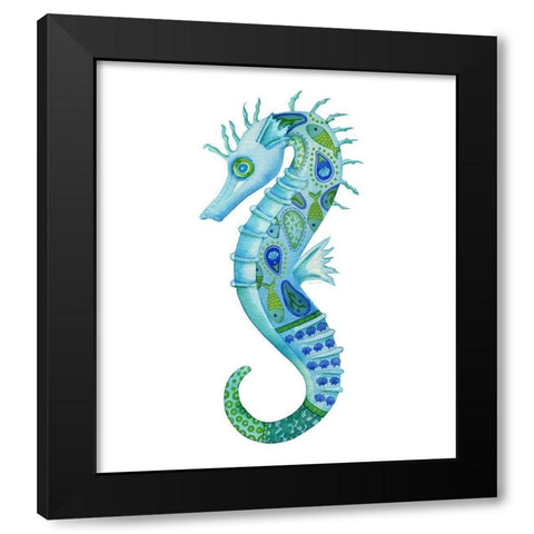 Silly Seahorse Black Modern Wood Framed Art Print by Escobedo, Mary