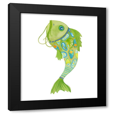 Flip Flop Fish Black Modern Wood Framed Art Print with Double Matting by Escobedo, Mary