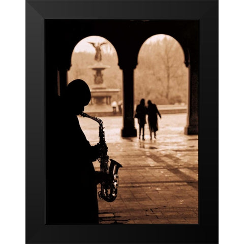 Jazz Courtyard Black Modern Wood Framed Art Print by Gleyzer, Sasha