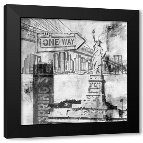 New York One Way  Black Modern Wood Framed Art Print with Double Matting by Abbott, Sara