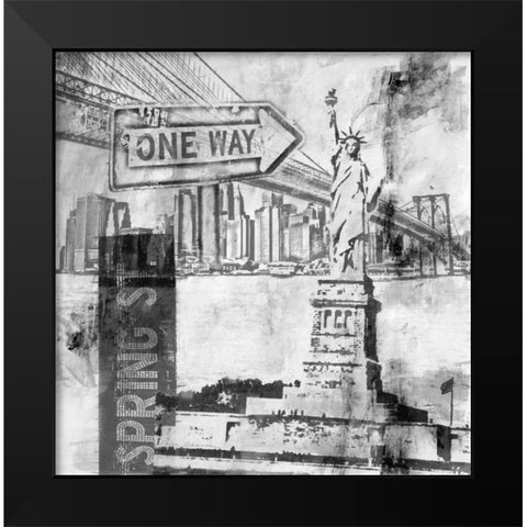 New York One Way  Black Modern Wood Framed Art Print by Abbott, Sara