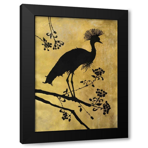 Golden Crowned Crane Black Modern Wood Framed Art Print with Double Matting by Ioco, Filippo
