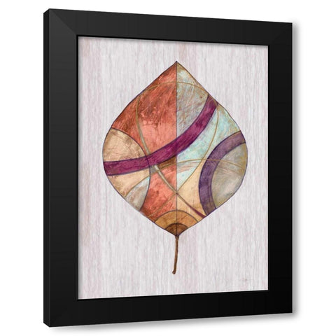 Wood Inlay Leaf 2 Black Modern Wood Framed Art Print by Ioco, Fillippo
