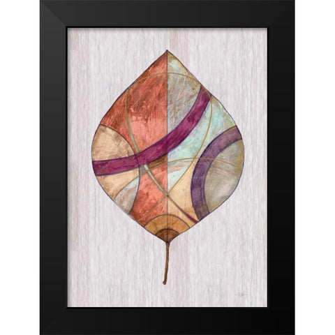 Wood Inlay Leaf 2 Black Modern Wood Framed Art Print by Ioco, Fillippo