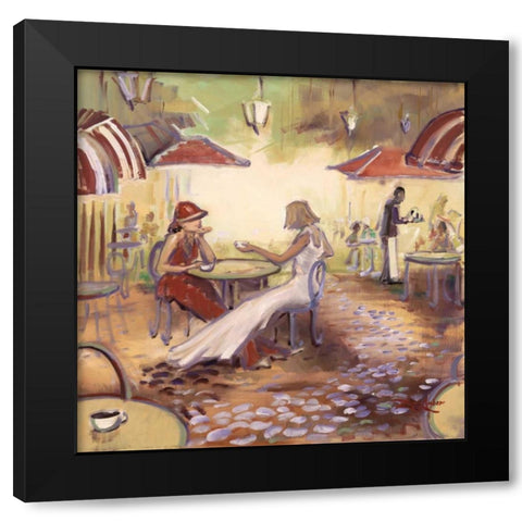 Afternoon At The Cafe Black Modern Wood Framed Art Print with Double Matting by Amber, Zeph