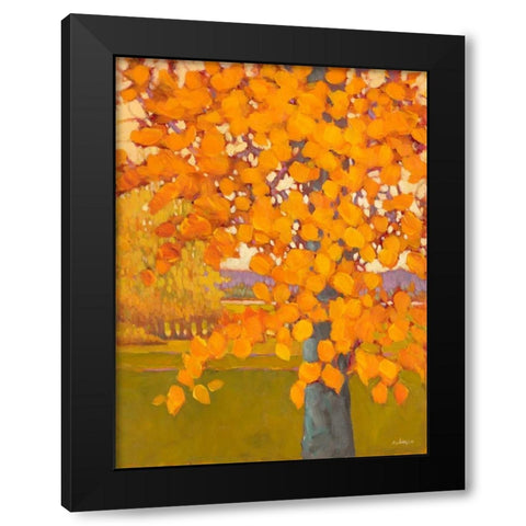 Autumn Gold Black Modern Wood Framed Art Print by Charles, J.