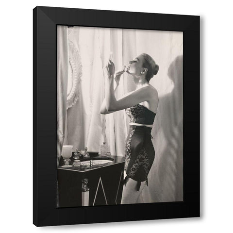 Lipstick Reflections Black Modern Wood Framed Art Print with Double Matting by Pellegrini, Frances