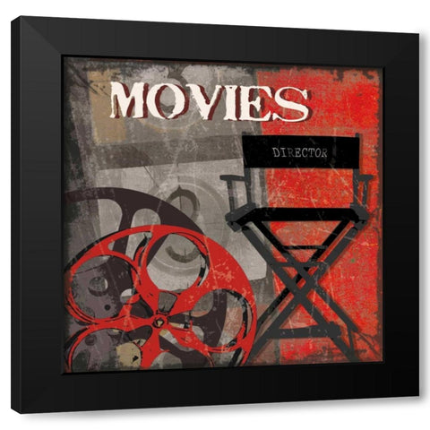 MOVIE TIME Black Modern Wood Framed Art Print with Double Matting by Smith, Sandra