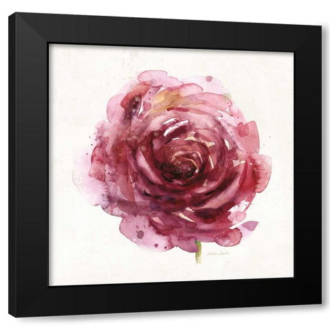 Watery Red Bloom 1 Black Modern Wood Framed Art Print by Smith, Sandra