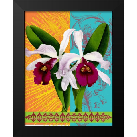 Star Burst Orchid Black Modern Wood Framed Art Print by Robertson, Walter