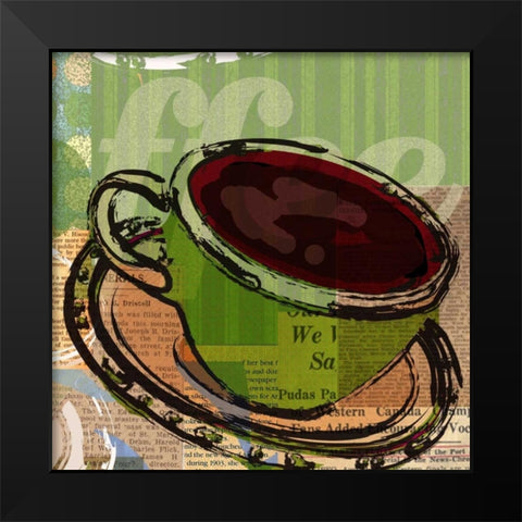 Etched Coffee Black Modern Wood Framed Art Print by Robertson, Walter