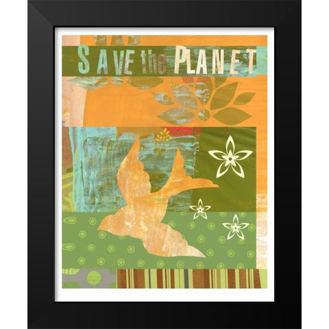 Save the Planet Black Modern Wood Framed Art Print by Robertson, Walter