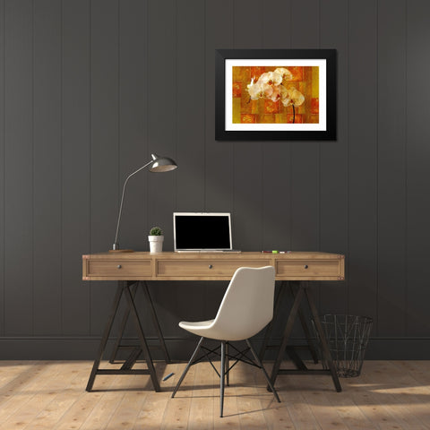 Sheer White Orchid Black Modern Wood Framed Art Print by Robertson, Walter