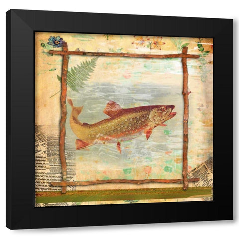 Trout Nature Black Modern Wood Framed Art Print with Double Matting by Robertson, Walter