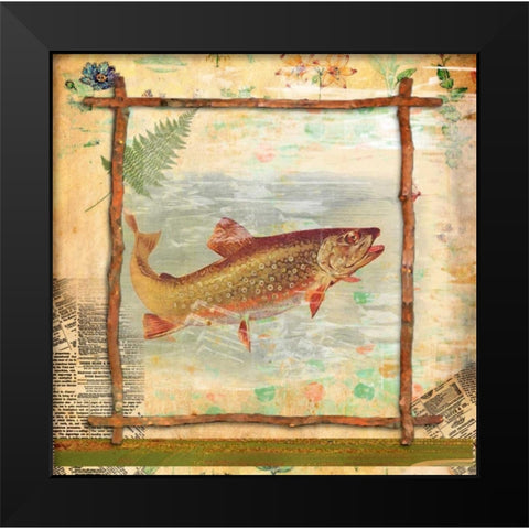 Trout Nature Black Modern Wood Framed Art Print by Robertson, Walter