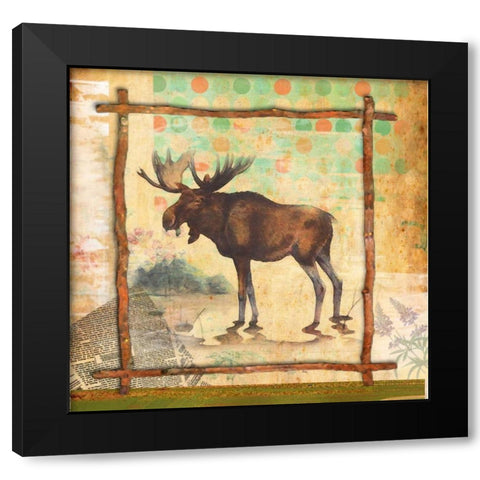 Moose Nature Black Modern Wood Framed Art Print with Double Matting by Robertson, Walter